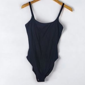 Andie Black Ribbed One Piece Swimsuit Size Medium Tall
